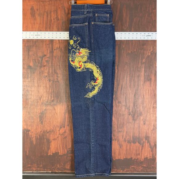 Evisu Dragon Embroidered Y2K Vintage Button Fly Denim Jeans Pants Mens 38x32 EUC - Picture 1 of 10
